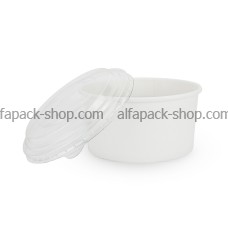 Салатник круглый белый 1000 мл с пластиковой крышкой и вставкой